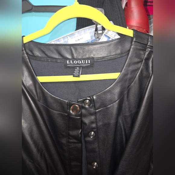 NWOT ELOQUII 18 Faux Leather Jumpsuit With Tie - Picture 4 of 5